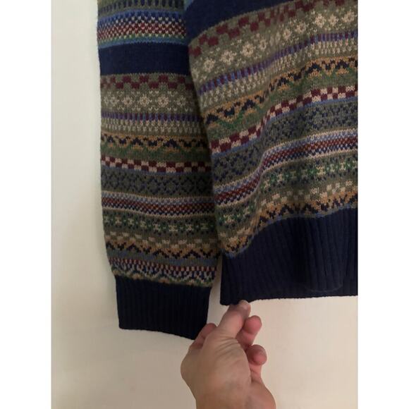 Brooks Brothers Sweater Mens Large Italian Yarn Fair Isle Shawl Merino Wool - Picture 4 of 7